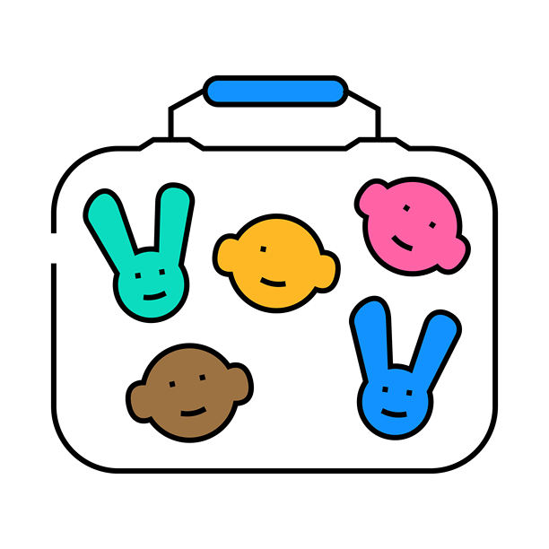 儿童学校午餐盒图标彩色插图图片下载