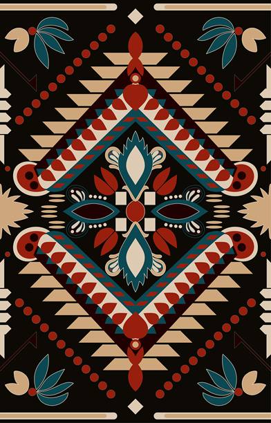 美洲原住民西南部，阿兹特克，纳瓦霍无缝图案。部落黑白几何印花。民族风格壁纸、面料、封面、纺织品、地毯、毛毯。图片下载