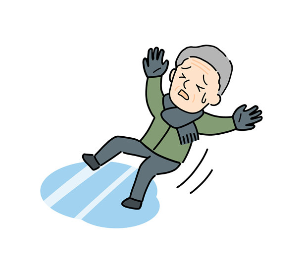 一位老人因冰冻的道路摔倒。图片下载