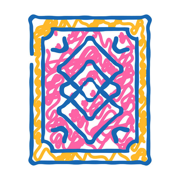 卧室内饰地毯图标涂鸦插图图片下载