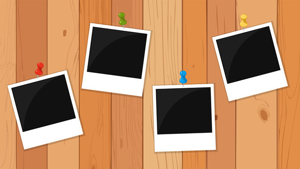 矢量宝丽来相框 - 带阴影的真实照片模板。图片下载