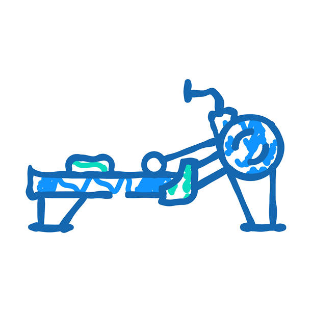划船机健身运动图标涂鸦插图图片下载