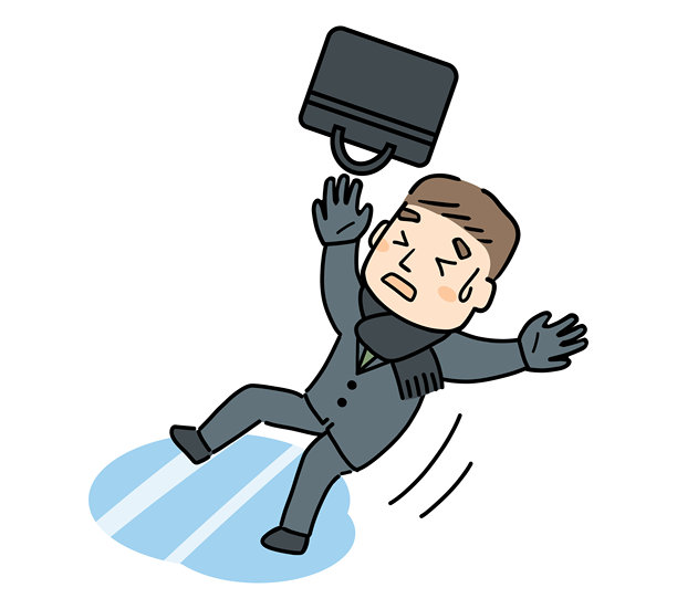 一名男性办公室工作人员因结冰的道路摔倒。图片下载