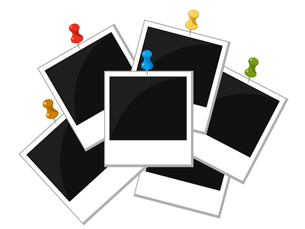 矢量宝丽来相框 - 带阴影的真实照片模板。图片下载