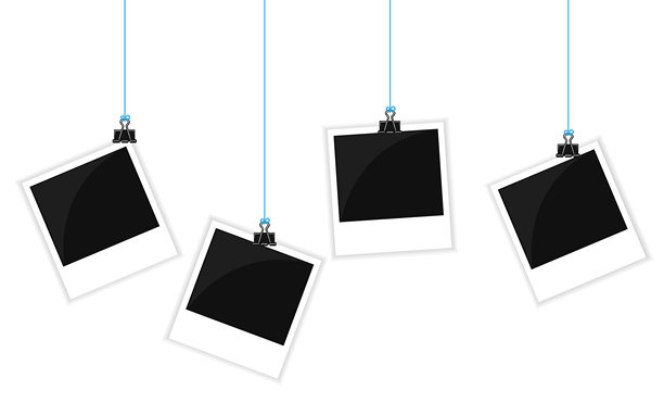 矢量宝丽来相框 - 带阴影的真实照片模板。图片下载