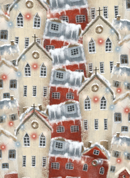 迷人的冬季村庄，覆盖着雪的房屋构成了一幅如画的景象图片下载