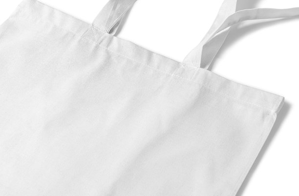 白色背景上的纸质购物袋，棉质手提袋，模型，3D插图，3D渲染图片下载