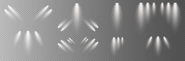 白色聚光灯舞台灯光效果透明背景素材图片下载