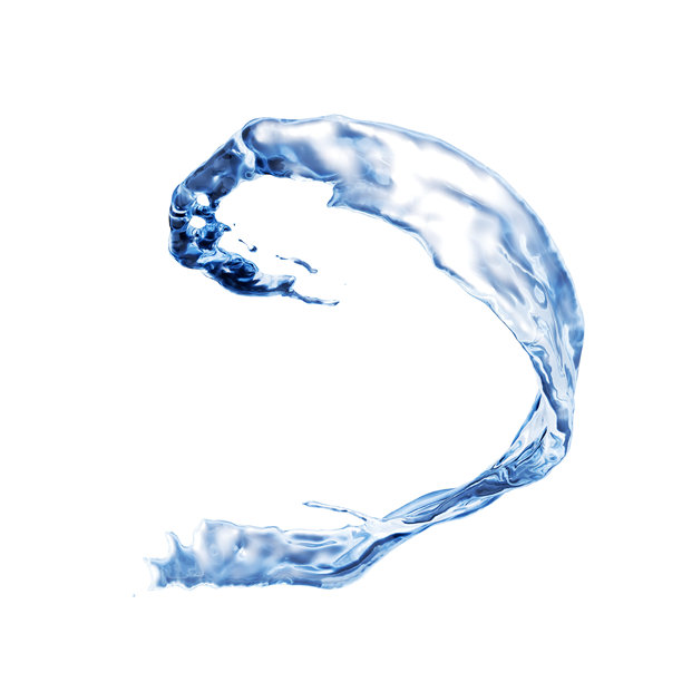 水流以螺旋形状飞溅。扭曲的水花。图片下载