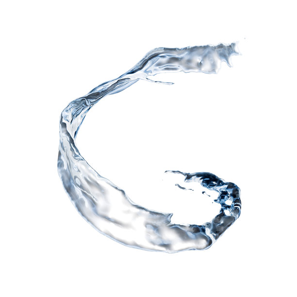 水流以螺旋形状飞溅。扭曲的水花。图片下载