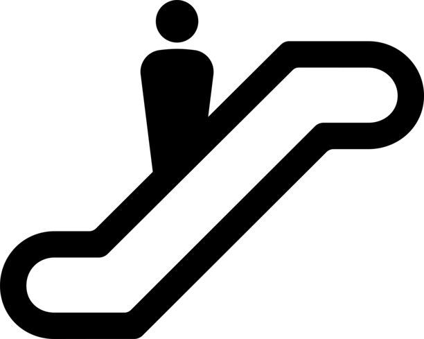 简单的自动扶梯图标或图示插图（矢量插图）图片下载