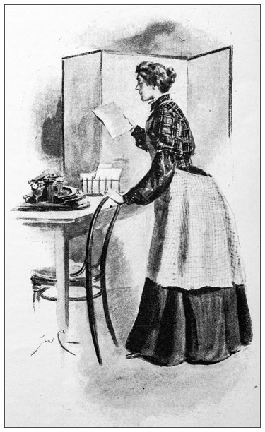 古董图像：女人在阅读便条图片下载