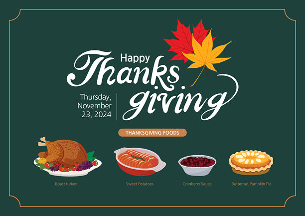 感恩节各种食物背景插图图片下载