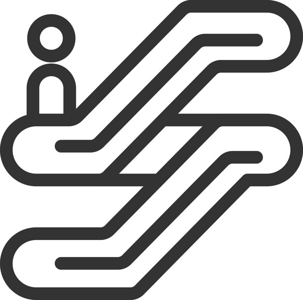 白色背景上的自动扶梯线条矢量图标。可编辑的线条。像素完美。适用于移动和网页。轮廓矢量图形。图片下载