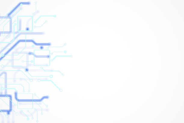 抽象蓝色电路背景，带有浅白色和灰色调。3D渲染图片下载