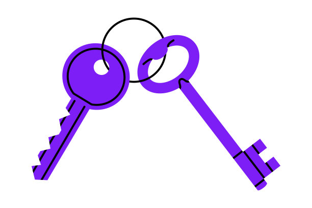 一组两把钥匙的扁平插图图片下载