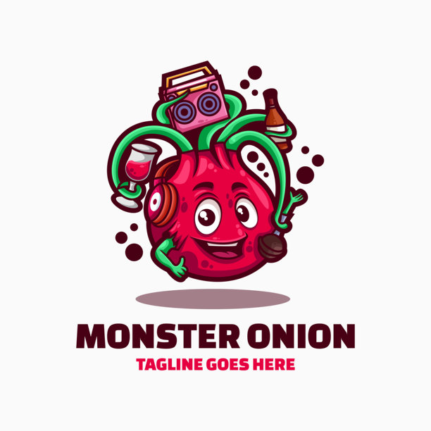 洋葱吉祥物矢量logo插图，卡通风格图片下载