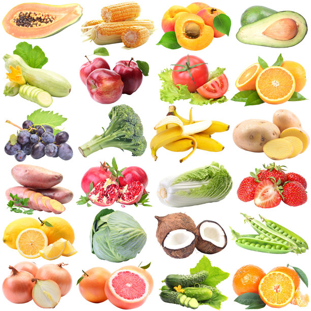白色背景上的水果和蔬菜图片下载