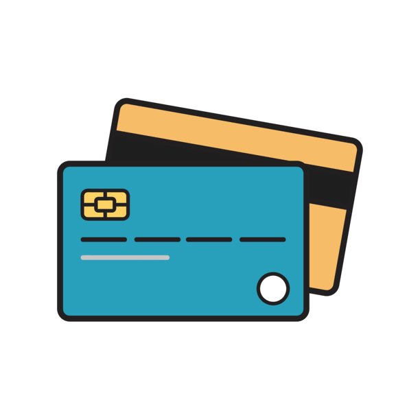 彩色和黑色轮廓的信用卡图标插图图片下载