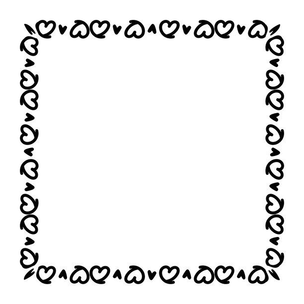 心线框方形涂鸦艺术，心边轮廓可爱，框架装饰心涂鸦艺术线，画框心形轮廓继续图片下载