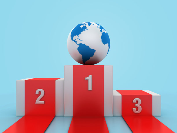 获奖领奖台的全球世界地图图片下载