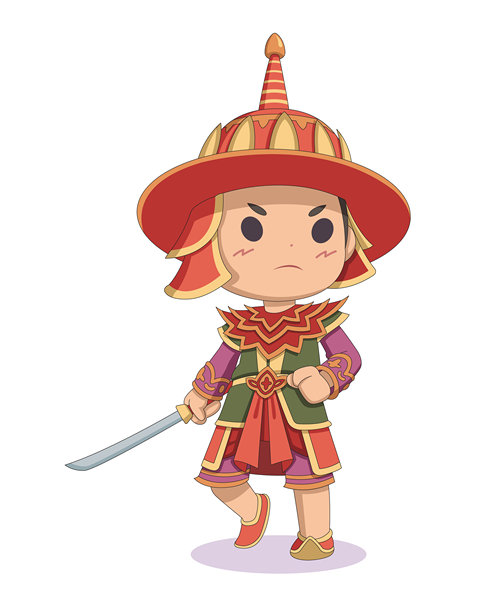 可爱风格的古代缅甸军阀卡通插画图片下载