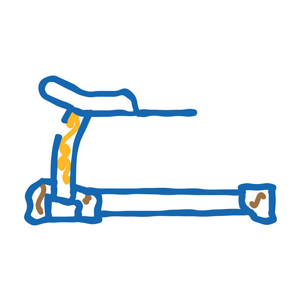 跑步机运动设备图标涂鸦插画图片下载