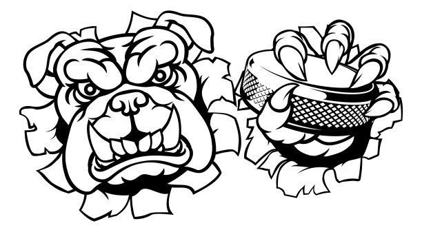 斗牛犬冰球运动员动物运动吉祥物图片下载