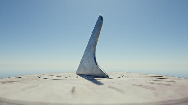 正午时分的日晷特写，带有指针图片下载