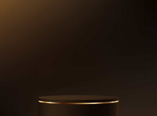 黑色和棕色背景的3D矢量图，配有金色展台。适合在网站上销售产品的空间。矢量插图。图片下载