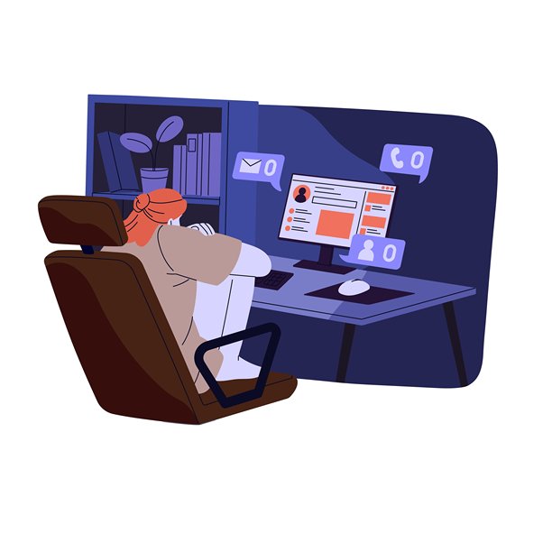 互联网孤独概念：扁平风格矢量插画图片下载