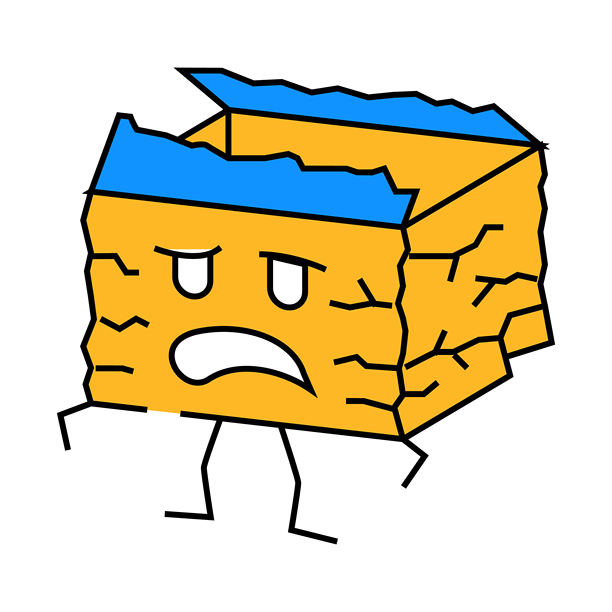 悲伤的撕裂纸箱角色图标彩色插图图片下载