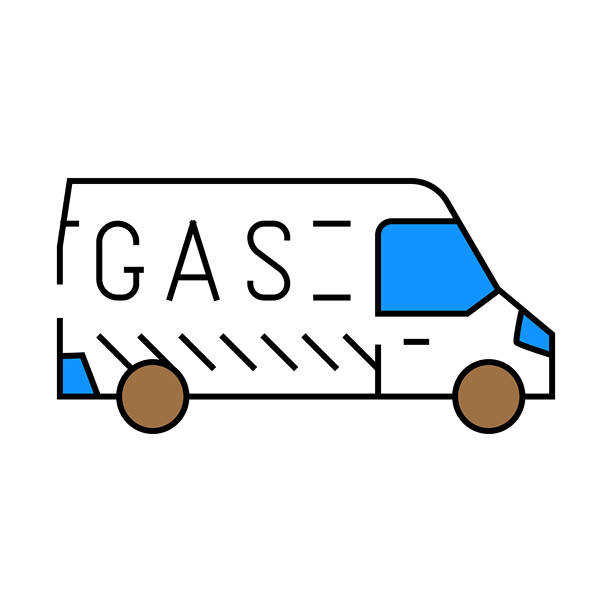 紧急燃气服务图标彩色插图图片下载