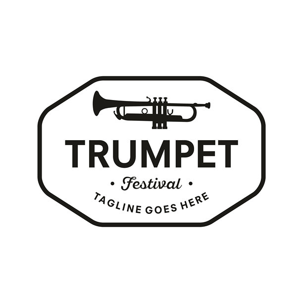 小号标志乐器矢量模板插图设计图片下载