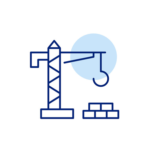 塔吊与砖块。建筑工地。像素完美，可编辑的线条图标图片下载