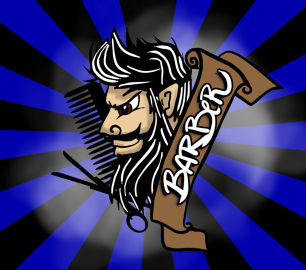 理发店标志，特色微笑的胡子男士图片下载