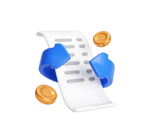 发票和支付处理3D图标背景插图图片下载