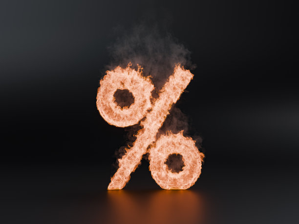 燃烧百分比符号代表购物销售和折扣图片下载