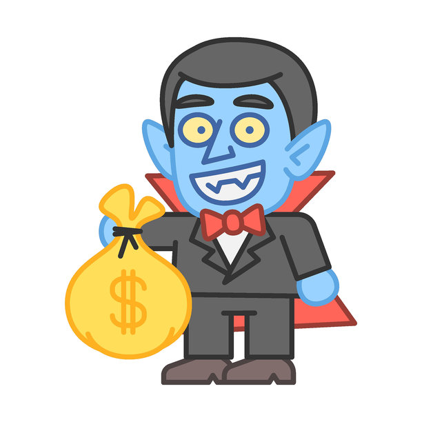 吸血鬼拿着一袋钱微笑着图片下载