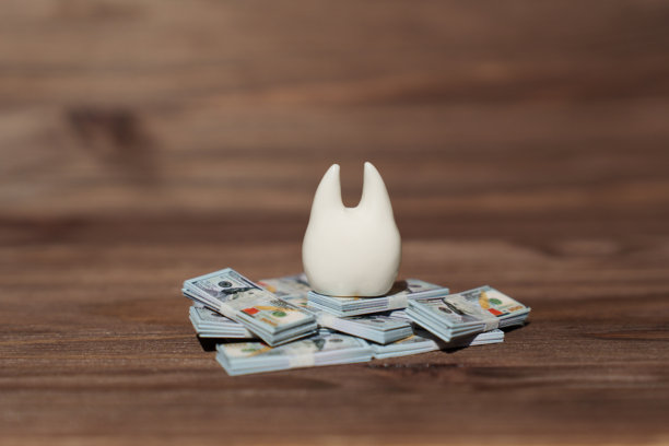 牙齿模型被百元大钞包围图片下载