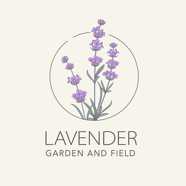 薰衣草花卉矢量logo。花卉设计标签图片下载