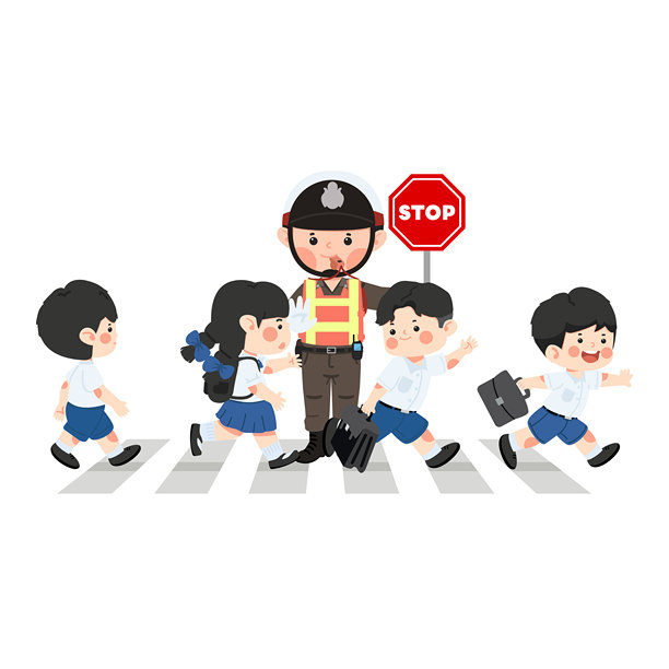 学生们走过人行横道 交通概念图片下载