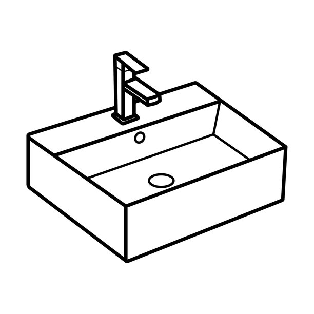 立方体墙面洗手盆。可编辑的轮廓图标，背景为白色。图片下载