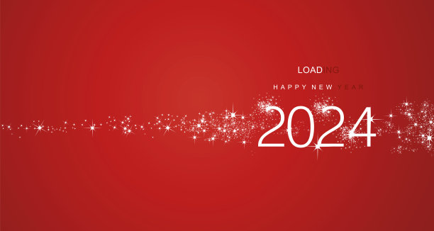 2024年新年祝福加载 2024 灯光闪烁烟花 白色 红色 矢量图图片下载