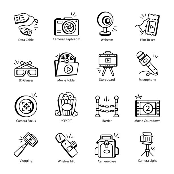 线性风格电影图标合集图片下载