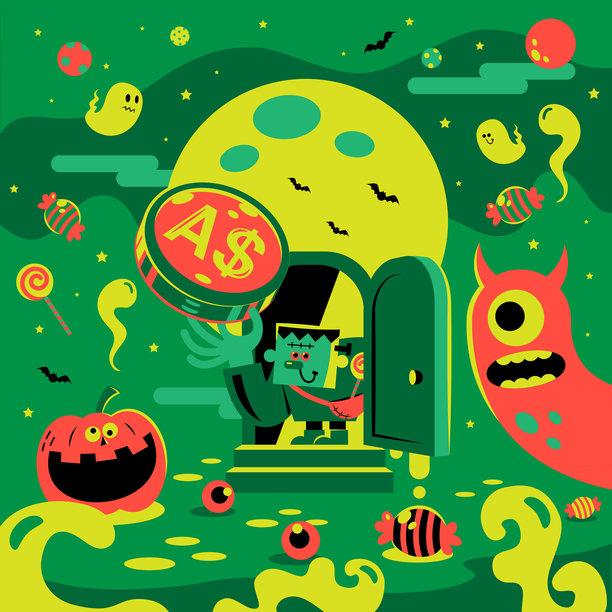 弗兰肯斯坦万圣节场景：金钱与怪物图片下载