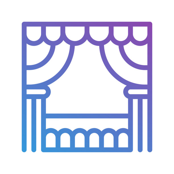 礼堂渐变图标。非常适合剧院、娱乐和假期。可编辑的线条，适用于网站、用户界面和界面设计。图片下载