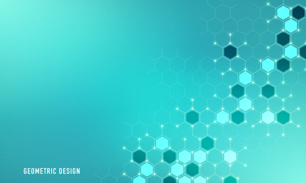 基因工程与分子结构，六边形DNA网络，科学化学与生物技术概念，创新技术，医疗保健与医学设计。图片下载