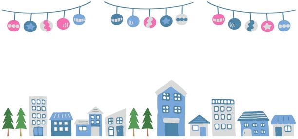 城市风景的冬季插图框架素材图片下载