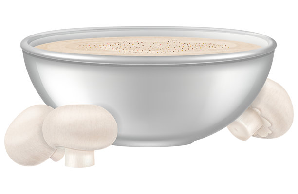 白碗中的蘑菇汤。矢量插图。图片下载